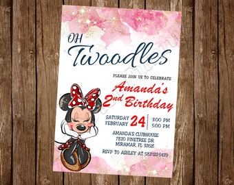 Minnie Mouse Oh Twodles Invitation Minnie Mouse Invitation Minnie Mouse Watercolor Invitation Minnie Mouse Oh Twodles Watercolor Invitation
