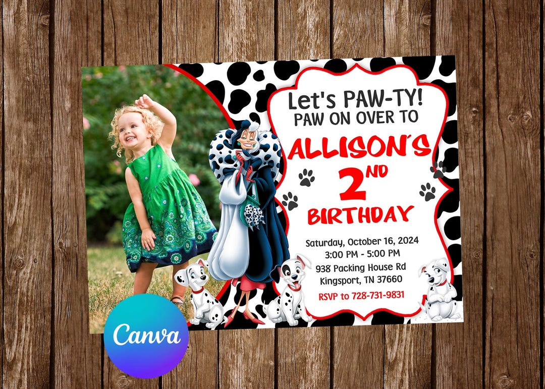 101 Dalmatians Invitation Birthday Party 101 Dalmatians Birthday ...