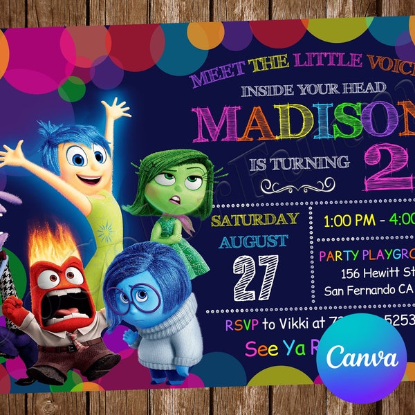 Inside Out Invitation Birthday Party Inside Out Birthday Invitation Inside Out Editable Invitation Inside Out Digital Printable Card