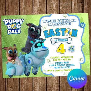 Puppy Dog Pals Invitation Birthday Party Puppy Dog Pals Birthday Invitation Puppy Dog Pals Editable Invitation Digital Printable Card