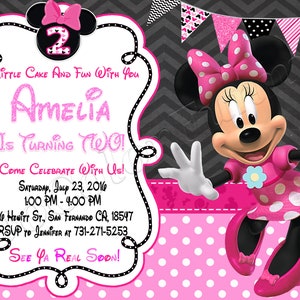 Invitation Minnie Mouse rose Invitation de fête d'anniversaire Minnie Mouse Fête Minnie Mouse Invitation Minnie Mouse imprimable Minnie Mouse