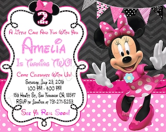 Minnie Mouse Invitation Pink Minnie Mouse Birthday Party Invitation Minnie Mouse Party Minnie Mouse Invite Minnie Mouse Printable