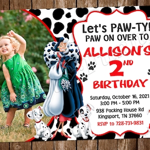 Invitation Les 101 Dalmatiens Invitation de fête d'anniversaire Les 101 Dalmatiens Fête Les 101 Dalmatiens Inviter Les 101 Dalmatiens Fichier numérique Les 101 Dalmatiens
