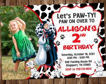 101 Dalmatians Invitation 101 Dalmatians Birthday Party Invitation 101 Dalmatians Party 101 Dalmatians Invite 101 Dalmatians Digital File