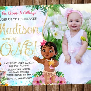 Baby Moana-uitnodiging Baby Moana-verjaardagsuitnodiging Baby Moana-feestje Baby Moana-uitnodiging Baby Moana-kaart