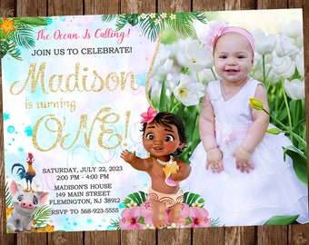 Baby Vaiana-inbjudan Baby Vaiana-födelsedagsfestinbjudan Baby Vaiana-fest Baby Vaiana-inbjudan Baby Vaiana-kort