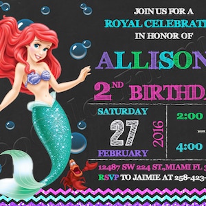 Faire-part petite sirène Faire-part Ariel Faire-part d'anniversaire petite sirène Faire-part d'anniversaire Ariel Faire-part d'anniversaire petite sirène