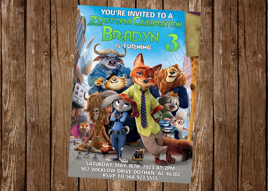 Zootopia Invitation Zootopia Birthday Invitation Zootopia Party