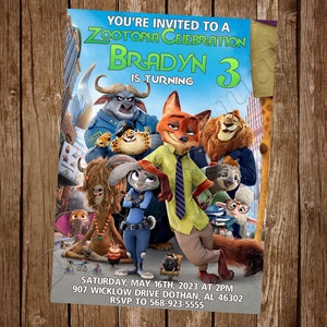 Zootopia Einladung Zootopia Geburtstagseinladung Zootopia Party Zootopia Digitale Zootopia Karte Zootopia druckbare Zootopia Mädchen