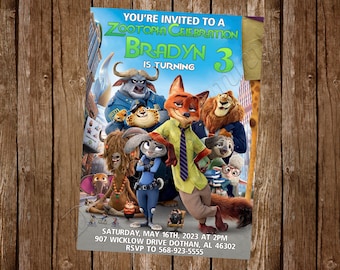 Invitación de Zootopia Invitación de cumpleaños de Zootopia Fiesta de Zootopia Tarjeta digital de Zootopia Tarjeta imprimible de Zootopia Chica de Zootopia