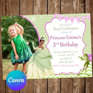 Princess Tiana Invitation Birthday Party Tiana Birthday Invitation Tiana Invites Tiana Editable Invitation Tiana Digital Card