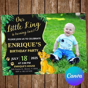 Lion King Invitation Birthday Party Lion King Birthday Invitation Lion King Editable Invitation Lion King Digital Printable Card