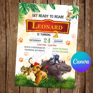 The Lion Guard uitnodiging Lion King uitnodiging verjaardagsfeestje The Lion Guard verjaardagsuitnodiging The Lion Guard bewerkbare uitnodiging