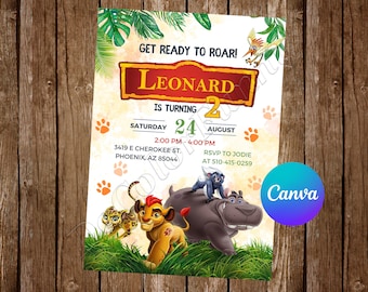 The Lion Guard uitnodiging Lion King uitnodiging verjaardagsfeestje The Lion Guard verjaardagsuitnodiging The Lion Guard bewerkbare uitnodiging
