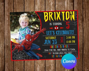 Spiderman Invitation Birthday Party Spiderman Birthday Invitation Spiderman Editable Invitation Spiderman Digital Printable Card
