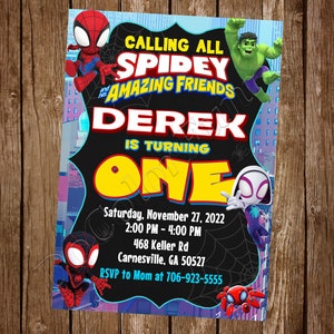 Invitation Spidey et ses amis incroyables Invitation Spidey Anniversaire Spidey Fête Spidey Spidey inviter Spidey numérique Spidey imprimable