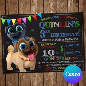 Puppy Dog Pals Invitation Birthday Party Puppy Dog Pals Birthday Invitation Puppy Dog Pals Editable Invitation Digital Printable Card