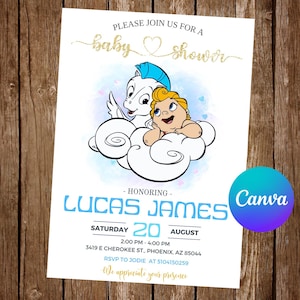 Invito per festa di compleanno di Little Hercules, invito per baby shower per bambini, invito modificabile di Little Hercules