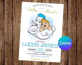 Faire-part Hercule pour fête d'anniversaire Faire-part d'anniversaire pour baby shower garçon Faire-part modifiable Petit Hercule