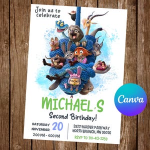 Zootopia Invitation Birthday Party Zootopia Birthday Invitation Zootopia Invite Zootopia Editable Invitation Zootopia Digital Printable Card