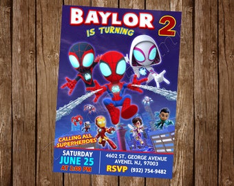 Spidey en zijn geweldige vrienden uitnodiging Spidey uitnodiging Spidey verjaardag Spidey partij Spidey uitnodigen Spidey digitale Spidey afdrukbare