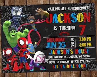 Spidey och hans fantastiska vänner inbjudan Spidey inbjudan Spidey födelsedag Spidey fest Spidey inbjudan Spidey digital Spidey utskrivbar