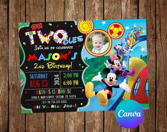 Mickey Mouse Clubhouse Invitation Birthday Party Mickey Mouse Birthday Invitation Mickey Mouse Editable Invitation Digital Printable Card
