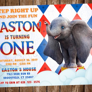 Dumbo-Einladung Baby Dumbo Geburtstagseinladung Dumbo-Party-Baby Dumbo laden ein Dumbo-Einladung Zirkus-Einladung Dumbo-Babyparty