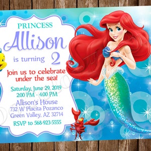 Faire-part petite sirène Faire-part Ariel Faire-part d'anniversaire petite sirène Faire-part d'anniversaire Ariel Faire-part d'anniversaire petite sirène