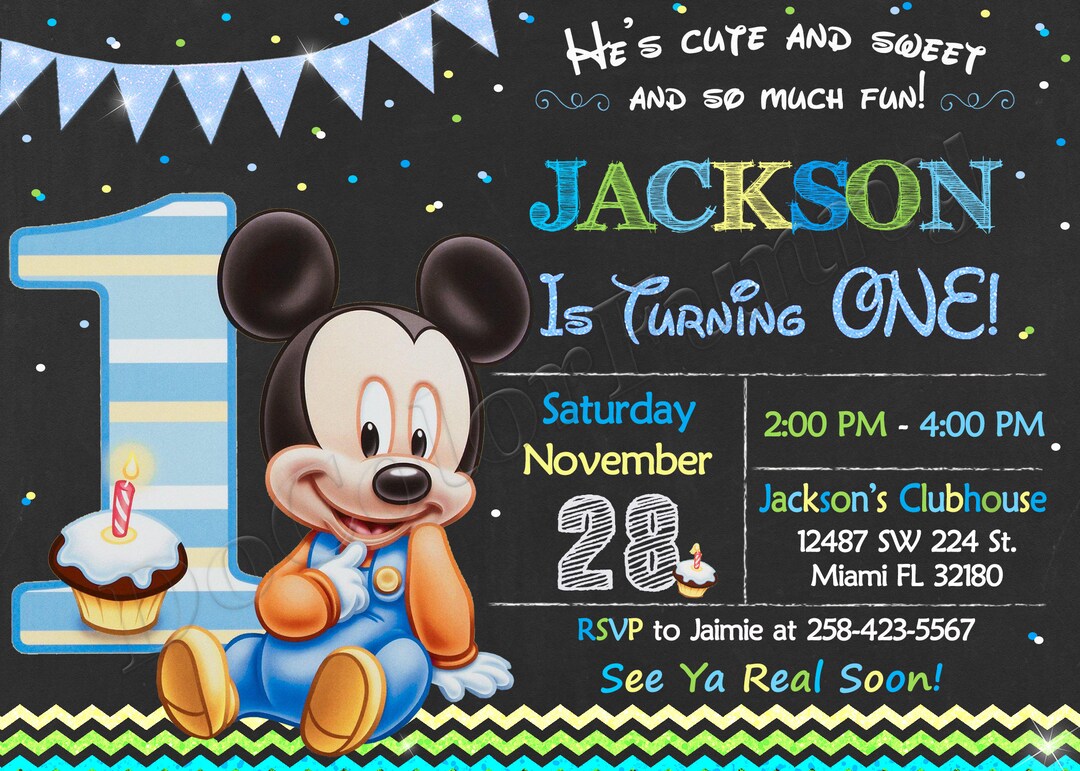 Baby Mickey Mouse Invitation Baby Mickey Mouse First Birthday ...