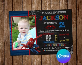 Spiderman Invitation Birthday Party Spiderman Birthday Invitation Spiderman Editable Invitation Spiderman Digital Printable Card
