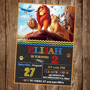 Invitation du roi lion Invitation de fête d'anniversaire du roi lion Fête du roi lion Invitation du roi lion Carte du roi lion Carte numérique du roi lion