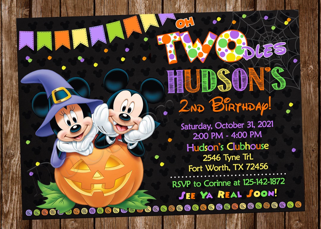 Mickey Mouse Clubhouse Halloween Invitation Mickey Mouse Etsy