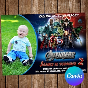 Avengers Invitation Birthday Party Avengers Birthday Invitation Avengers Editable Invitation Avengers Digital Printable Card