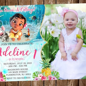 Convite Baby Moana Convite para festa de aniversário Baby Moana Festa Baby Moana Convite Baby Moana Cartão Baby Moana