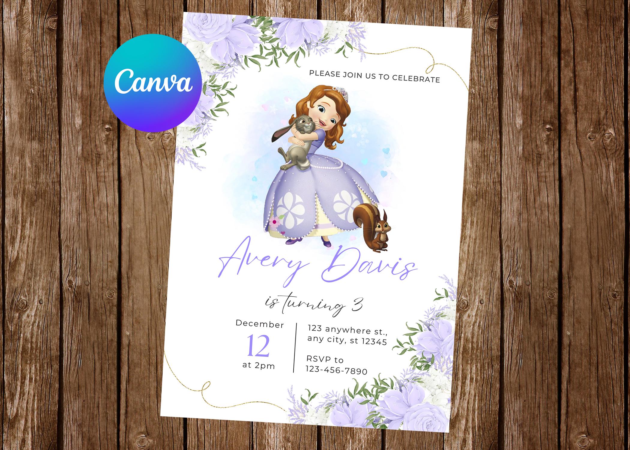 sofia the first invitation card editable Sofia The First Invitation main image 1