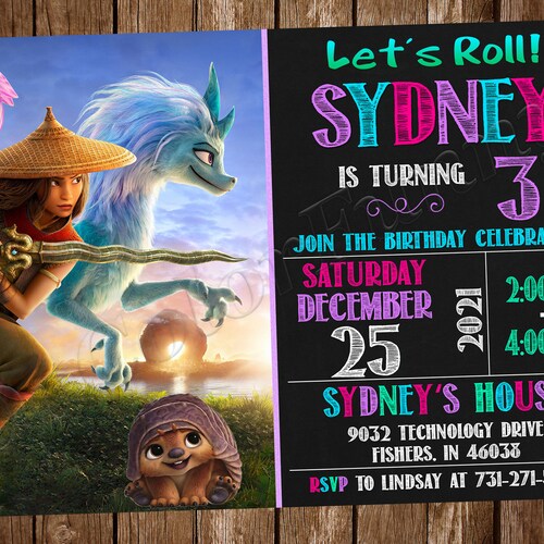 Raya and the Last Dragon Invitation Raya Invitation Raya Etsy