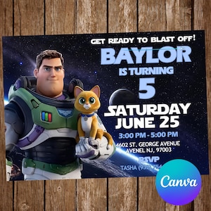 Lightyear Invitation Birthday Party Lightyear Birthday Invitation Lightyear Editable Invitation Lightyear Digital Printable Card