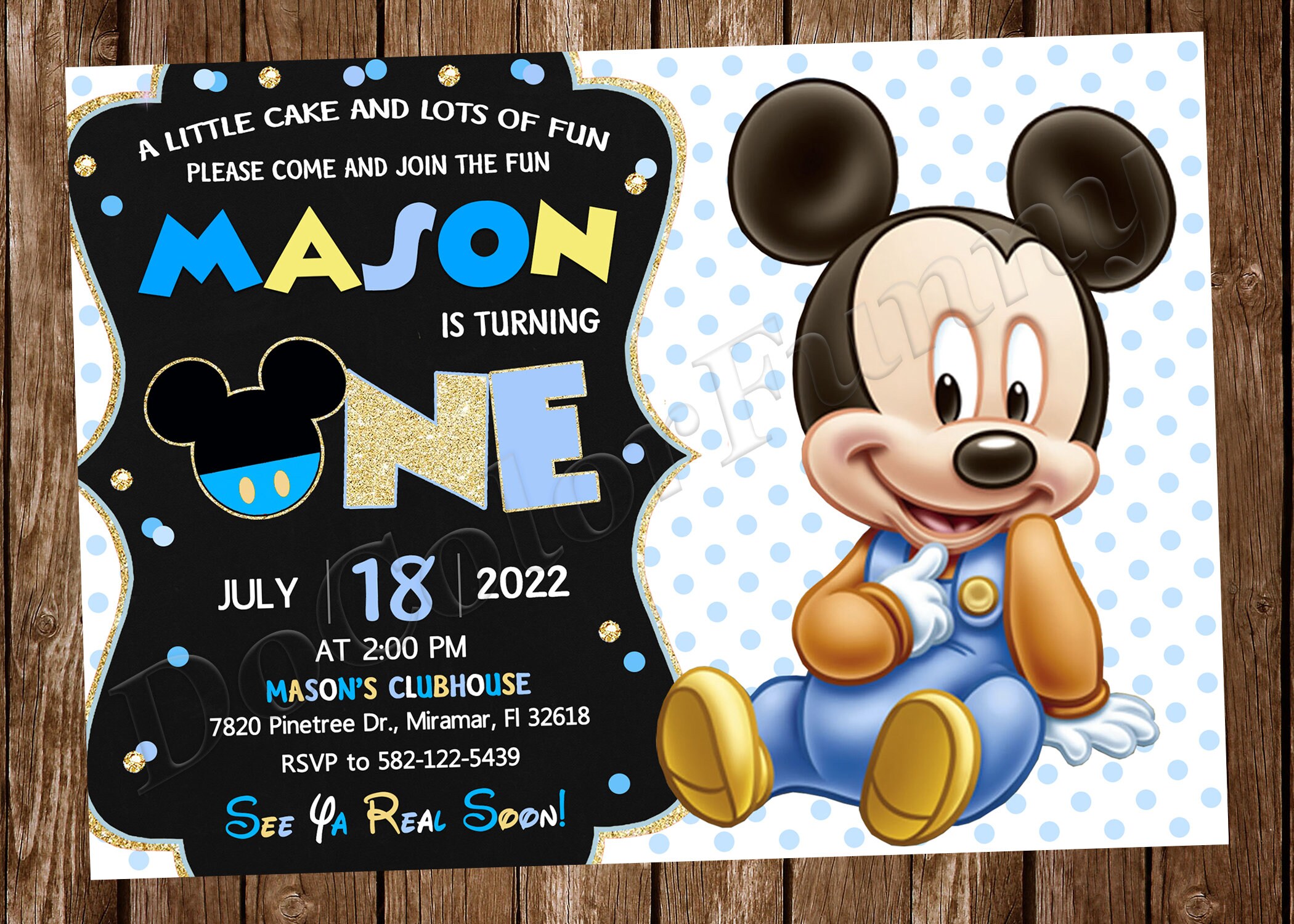 Simple Modern Mickey Mouse Baby Shower Invitation