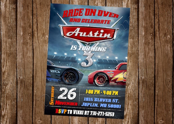 Cars Invitation Cars Birthday Invitation McQueen Invitation Cars Party Cars Invites Cars Digital Printable Card