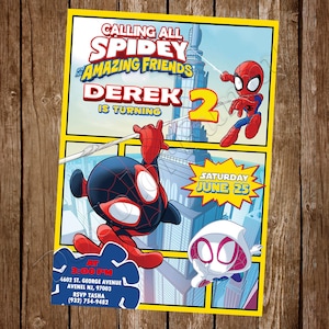 Invitation Spidey et ses amis incroyables Invitation Spidey Anniversaire Spidey Fête Spidey Spidey inviter Spidey numérique Spidey imprimable