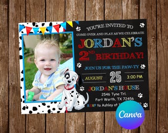 101 Dalmatians Invitation Birthday Party 101 Dalmatians Birthday Invitation 101 Dalmatians Editable Invitation