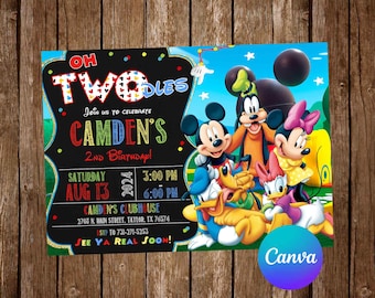 Mickey Mouse Clubhouse Invitation Birthday Party Mickey Mouse Birthday Invitation Mickey Mouse Editable Invitation Digital Printable Card