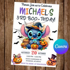 Stitch Halloween Invitation Stitch Invitation Stitch Birthday Invitation Stitch Party Stitch Editable Invitation Stitch Digital Card