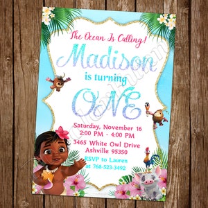 Zaproszenie na przyjęcie urodzinowe Baby Moana Zaproszenie na przyjęcie urodzinowe Baby Moana Zaproszenie na przyjęcie Baby Moana Karta Baby Moana
