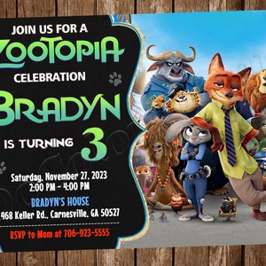 Zootopia Einladung Zootopia Geburtstagseinladung Zootopia Party Zootopia Digitale Zootopia Karte Zootopia druckbare Zootopia Mädchen
