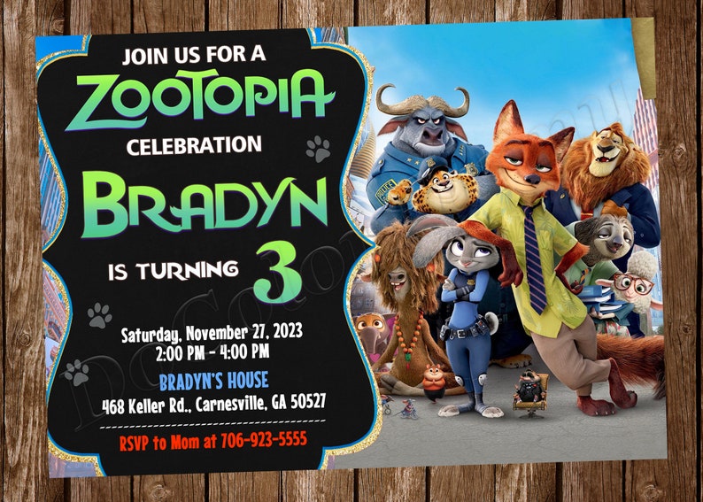 Zootopia Invitation Zootopia Birthday Invitation Zootopia Party