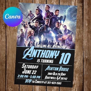 Avengers Invitation Birthday Party Avengers Birthday Invitation Avengers Editable Invitation Avengers Digital Printable Card