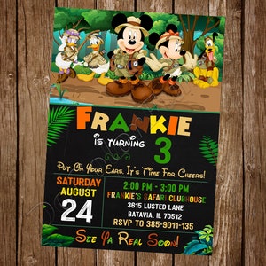 Safari Mickey Mouse Invitation Mickey Mouse Safari Invitation Safari Mickey Mouse Birthday Party Invitation Safari Mickey Mouse Party