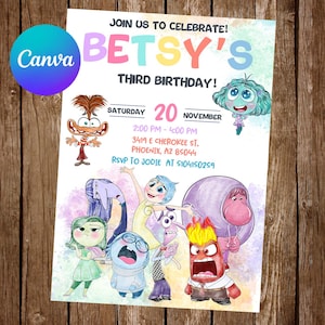 Inside Out Invitation Birthday Party Inside Out Birthday Invitation Inside Out Editable Invitation Inside Out Digital Printable Card